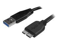 StarTech 3m 10ft Slim USB 3.0 A to Micro B Cable M/M - Mobile Charge Sync USB 3.0 Micro B Cable for Smartphones and Tablets (USB3AUB3MS) - Kabel USB - Micro-USB typu B (M) do USB typ A (M) - USB 3.0 - 3 m - lisovaný - cerná - pro P/N: S2510BU33PW, S251BMU3FP, S251BRU33, SLSODDU33B, SM2NGFFMBU33