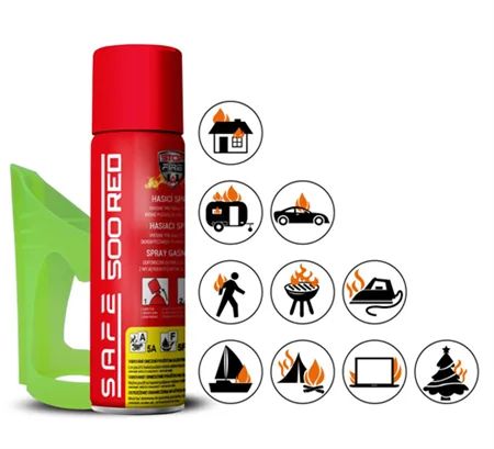Hasicí sprej SAFE 500 RED 500 ml pěny + držák 50F