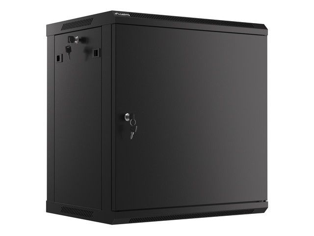 Lanberg racková skříň 19" nástěnná 12u/600x450 pro vlastní montáž s kovovými dveřmi černá