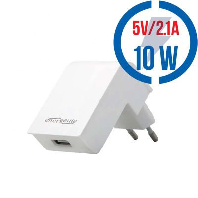 Univerzální USB nabíječka GEMBIRD, 2,1 A, bílá barva
