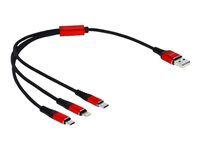 Kabel pouze pro nabíjení - USB s piny (male) do Micro USB typ B, Lightning, USB-C s piny (male) - 30 cm - odstíněný - černá