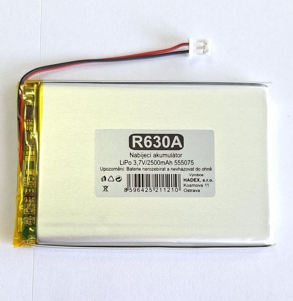 Nabíjecí baterie LiPo 3,7V/2500mAh 555075 HADEX