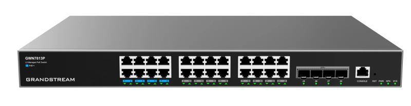 Grandstream GWN7813P Layer 3 Managed Network PoE Switch, 24 portů / 4 SFP+, VLAN, DHCP, Stacking