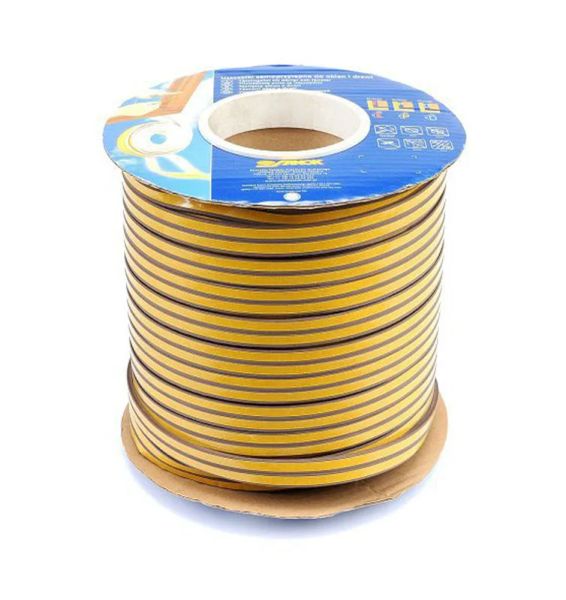 Těsnění do oken a dveří samolepicí 9x4mm TYP E hnědé 150m