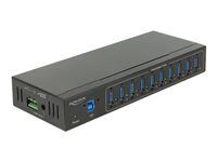 Rozbočovač - 10 x SuperSpeed USB 3.0 - lze montovat na konzolu DIN, pro připevnění na zeď - DC napájení