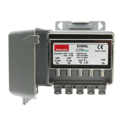 Anténní předzesilovač Emme Esse 83500L, na stožár, LTE, 1xDAB(VHF III) G10dB, 2xUHF G10dB