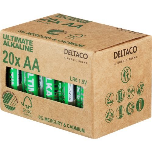 DELTACO ULTIMATE, Baterie alkalické AA, LR06 20ks