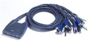 Aten 4-port KVM USB mini, audio, 1.8m kabely