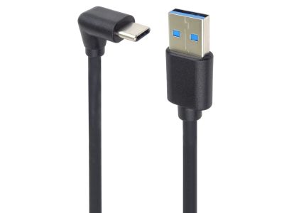 PremiumCord USB C-USB A, zahnutý, černý, 1m