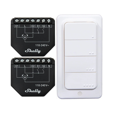 Sada 2 ovladačů žaluzií/záclon SHELLY Shutter + 4 tlačítka BLU RC WiFi
