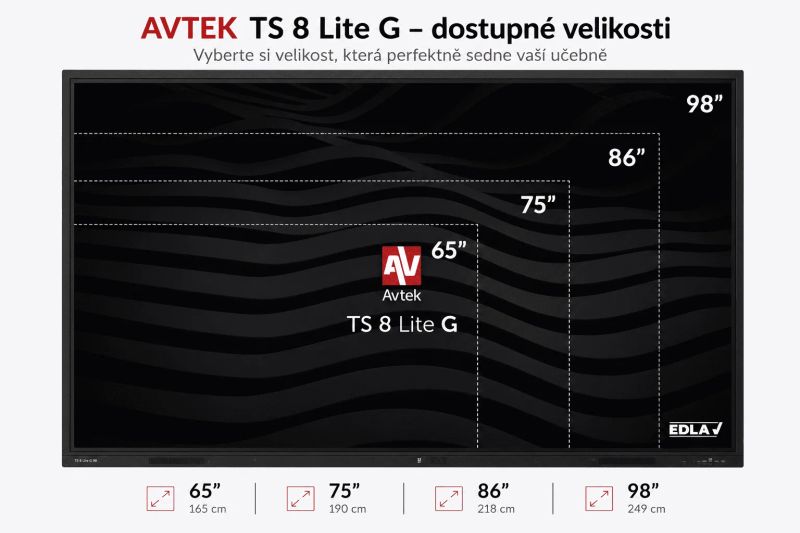 AVTEK TS 8 Lite G 65, interaktivní dotykový displej 65", 4K, 8GB/128GB, EDLA, Android 14