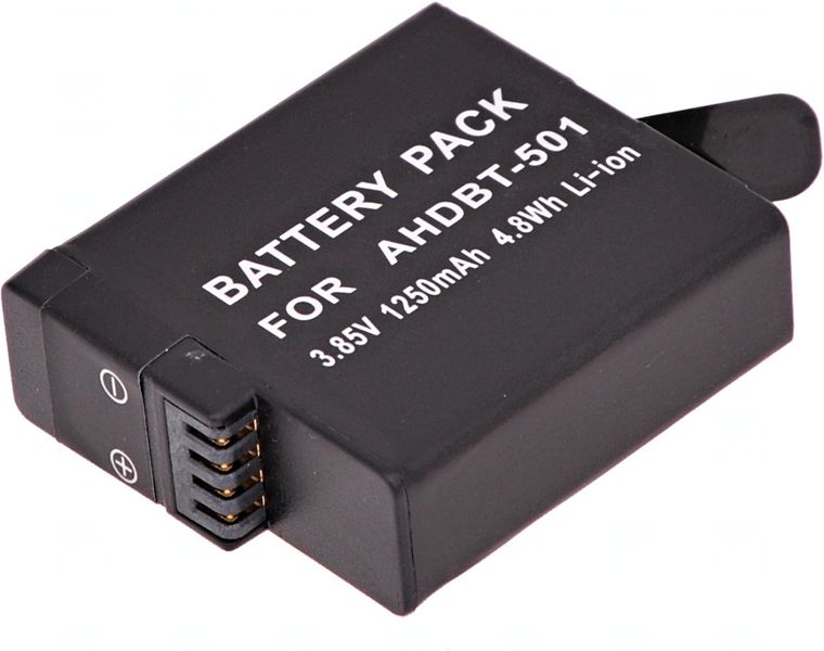 Baterie T6 Power pro GoPro Hero5, Hero6 Black, AHDBT-501, AABAT-001, 601-10197-000, 1250mAh, 4,8Wh