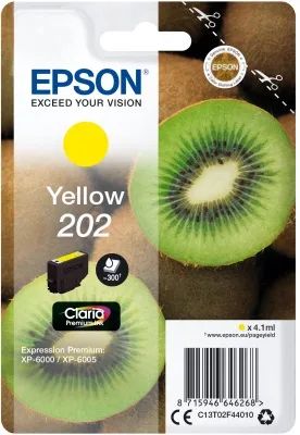 EPSON ink Yellow 202 Premium - singlepack, 4,1ml, 300s, standard