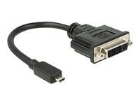 Video adaptér - 19 pin micro HDMI Type D s piny (male) do DVI-D se zdířkami (female) - 20 cm - černá