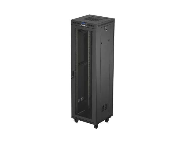 19" Volně stojící racková skříň 42u/600x600 (flat pack) se síťovými dveřmi lcd černá lanberg V2