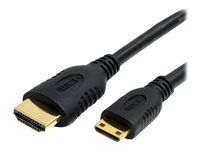 Kabel HDMI s ethernetem - HDMI s piny (male) do 19 pin mini HDMI Type C s piny (male) - 2 m - odstíněný - černá