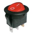 Přepínač kolébkový kulatý průchozí 2pol./3pin ON-OFF 250V/6A červený