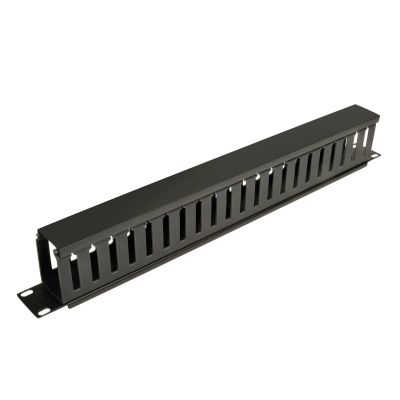 Kabelový manažer horizontální SmartRack 1U, kabelový kanál s výřezy pro kabely a krytem