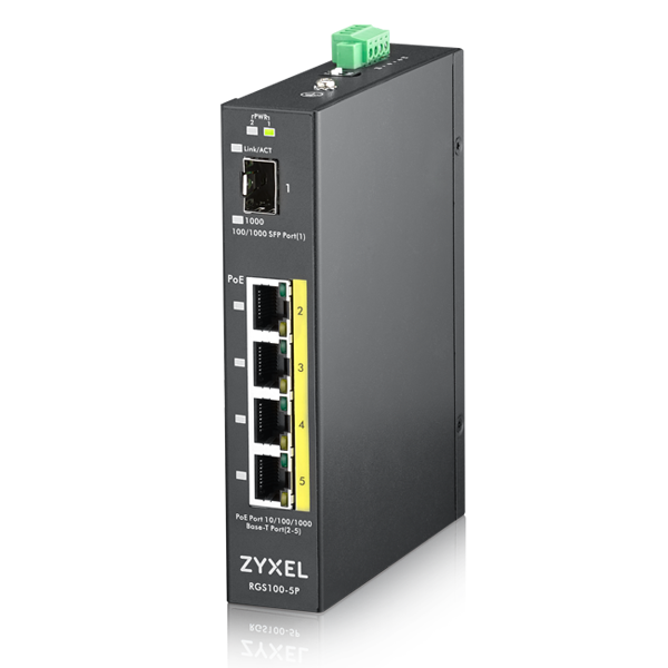 Zyxel 4xGb+1xSFP POE IP30 DIN 120W RGS100-5P