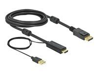 Kabel video/audio - HDMI, USB (pouze napájení) s piny (male) do DisplayPort s piny (male) - 3 m - trojnásobně stíněný - černá - podporuje 4K
