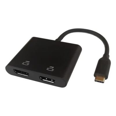 DELTACO Adaptér USB Type C/2x HDMI, černý