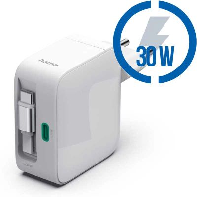 HAMA GaN, Rychlonabíječka, 2x USB-C PD/QC 30W