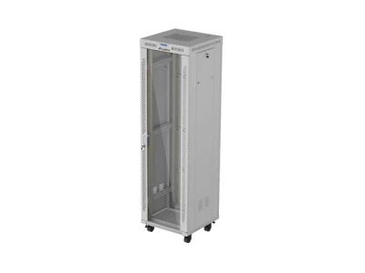 19" Volně stojící racková skříň 42U 600X600 šedé skleněné dveře lcd lanberg (flat pack) V2