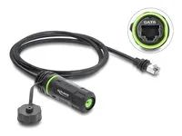 Delock - Sítový prodlužovací kabel - RJ-45 (M) do RJ-45 (F) ochranná cepka - 1 m - 6 mm - odstínený - CAT 6 - závit M20, odolnost vuci prachu a vode (IP68) - cerná