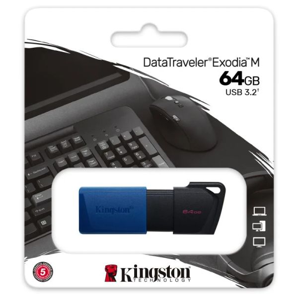 KINGSTON DataTraveler EXODIA M, 64GB, černá/modrá
