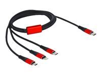 Kabel pouze pro nabíjení - USB-C s piny (male) do Micro USB typ B, Lightning, USB-C s piny (male) - 1 m - černá