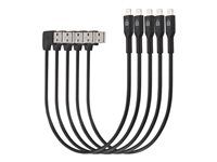 Kabel Lightning - USB s piny (male) do Lightning s piny (male) - 20 cm - černá (balení 5)