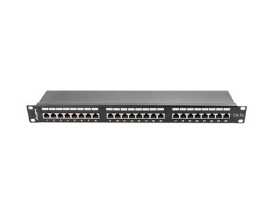 Lanberg patch panel 24 portů 1U 19" CAT.5E ftp stíněný černý