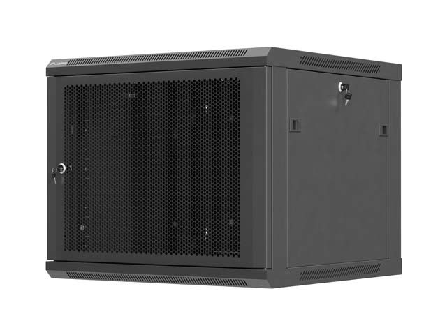 Lanberg nástěnná instalační skříň 19" 9U 600X600 černé perforované dveře (ploché balení)