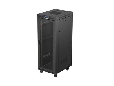 19" Volně stojící racková skříň 32U 600X800 černá lcd perforovaná dvířka lanberg (ploché balení)