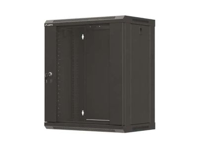 Lanberg 19" racková skříň pro montáž na stěnu 12u/540x350 (ploché balení) s prosklenými dveřmi černá