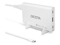 Síťový adaptér - univerzální - 65 watt - PD 3.0, QC 4.0+ - 3 výstupní konektory (2 x USB-C, USB) - na kabelu: USB-C - bílá
