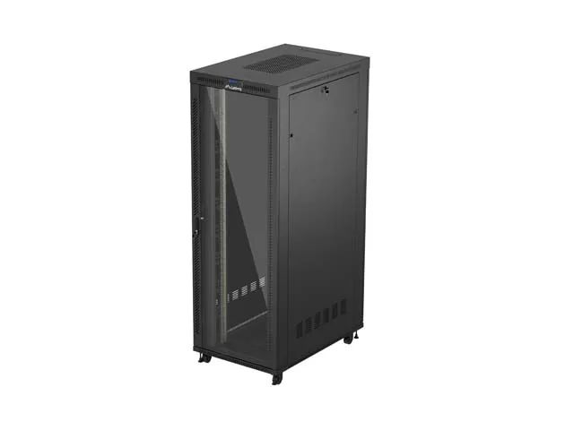 19" Volně stojící racková skříň 47U 800X1200 černé skleněné dveře lcd lanberg (flat pack) V2