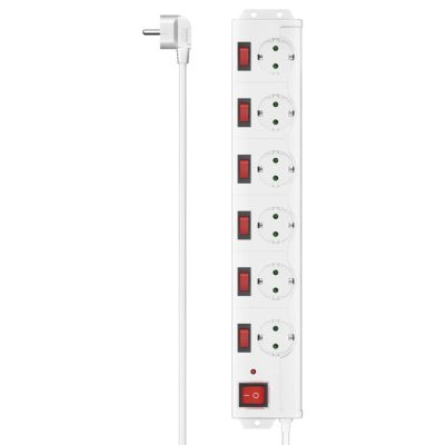 HAMA Přepěťová ochrana XL, 6x Schuko, 1,4 m, bílá