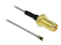 Kabel antény - SMA (F) do MHF 4L (M) - 20 cm - koaxiál - šedá