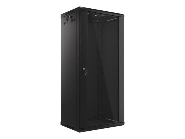 Lanberg racková skříň 19" nástěnná 27u/600x450 (flat pack) s prosklenými dveřmi černá V2
