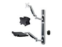 Startech Wall Mount Workstation, VESA Mount For 32" Monitors (22lb/10kg), Fully Articulating Arms For Single Monitor Mount & Keyboard Tray, Includes Desktop Computer/PC Bracket - Ergonomic Standing Desk (2PASTSC-WALL-MOUNT) - Montážní sada - pracovní stanice - pro plochý panel - hliník, ocel - cerná - velikost obrazovky: up to 27" / 32" (ultra-wide) - montáž na stenu - kompatibilní s TAA