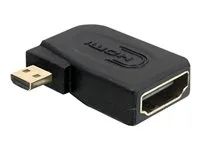 HDMI adaptér - 19 pin micro HDMI Type D s piny (male) do HDMI se zdířkami (female) - konektor 90°