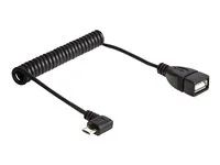 Kabel USB - USB (F) do Micro USB typ B (M) - USB 2.0 OTG - 50 cm - svinutý, 90° konektor