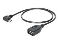 Kabel USB - USB (F) do mini-USB typ B (M) - USB 2.0 OTG - 50 cm - 90° konektor