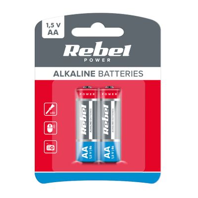 Baterie AA (R6) alkalická REBEL Alkaline Power 2ks / blister BAT0067B