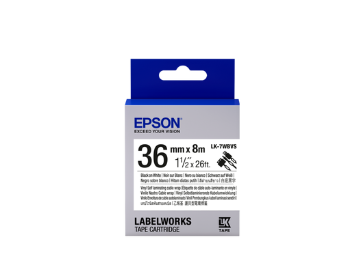 Epson Label Cartridge LK-7WBVS black on white cable tape, 36mm