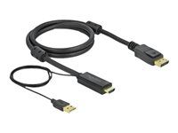 Kabel video/audio - HDMI, USB (pouze napájení) s piny (male) do DisplayPort s piny (male) - 1 m - trojnásobně stíněný - černá - podporuje 4K