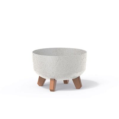 Květináč GRACIA LOW ECO WOOD bílý 23,5cm