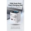 MEGATECH, Rýchlonabíjačka 2x USB-C/1x A, 70W, biel