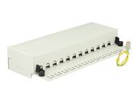 Propojovací panel - CAT 6 - RJ-45 X 12 - světle šedá, RAL 7035